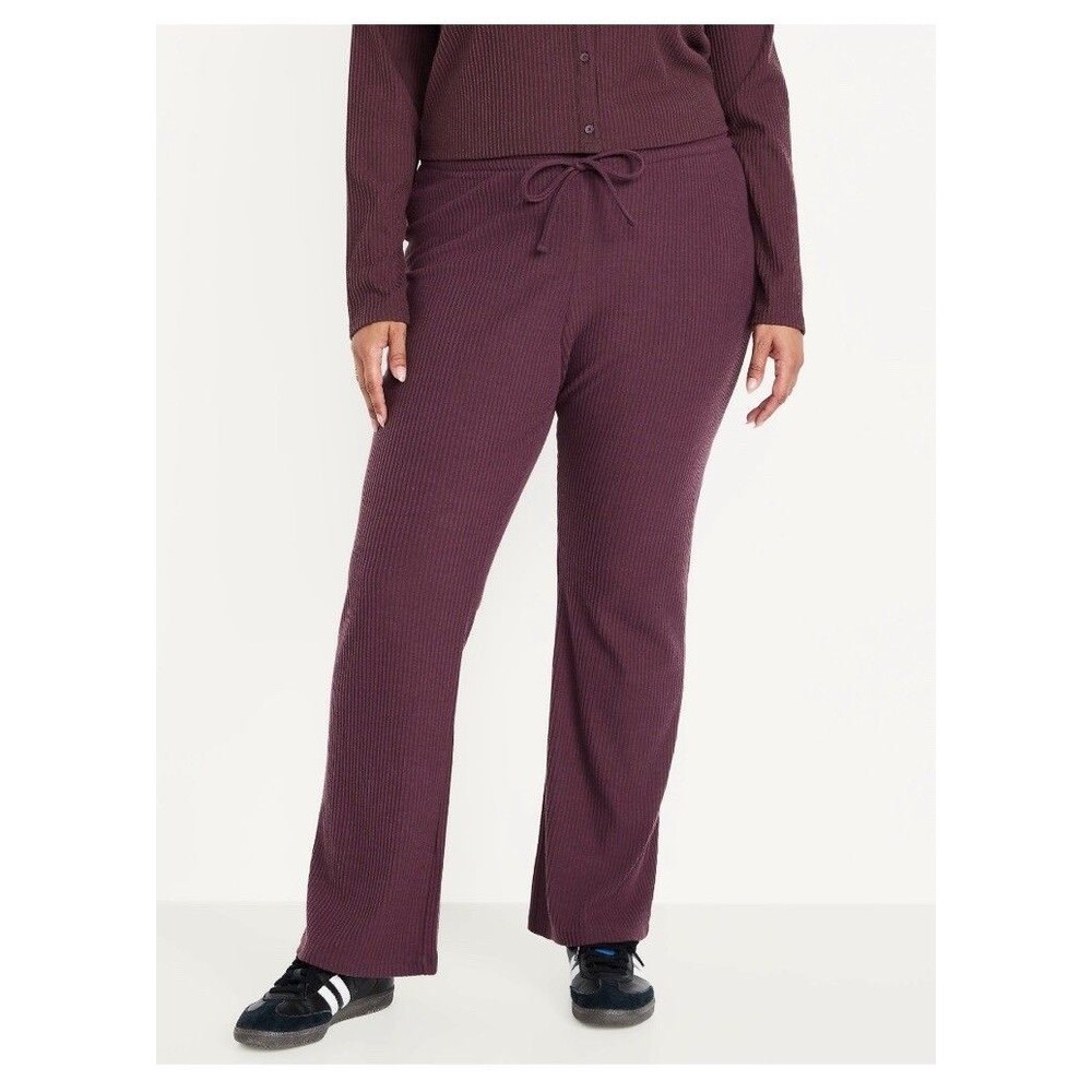 Women's Extra High Waisted Sweater Ribbed Flare Pant Size XXL